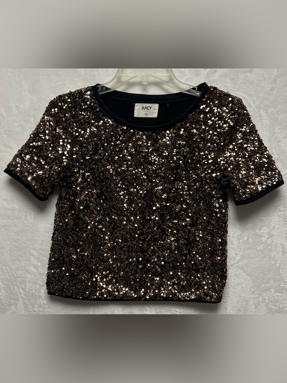 Juicy Blouse Womens XS Multicolor Sequin Geometric Crew Neck Top